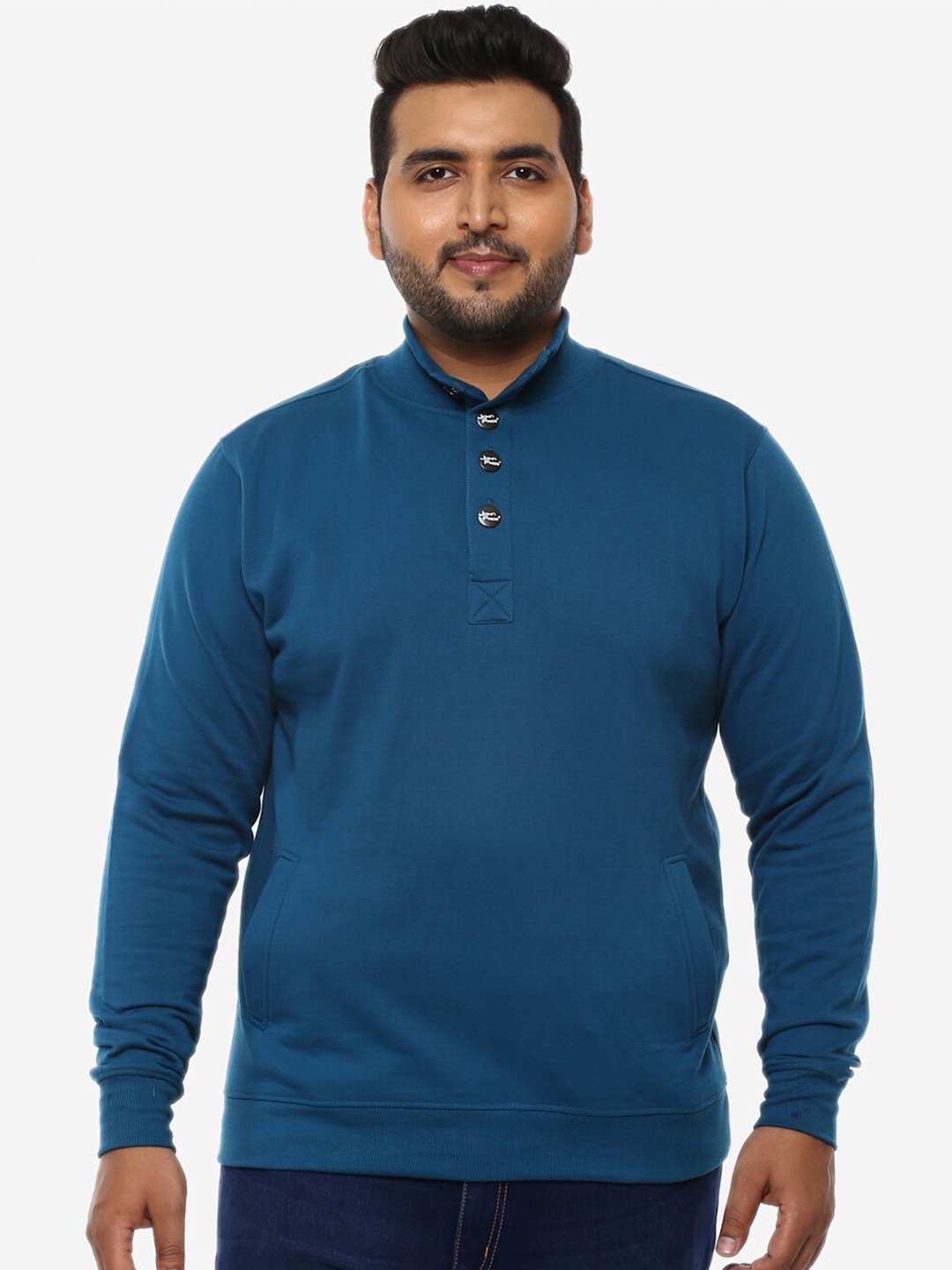 

John Pride Mock Collar Pullover, Blue