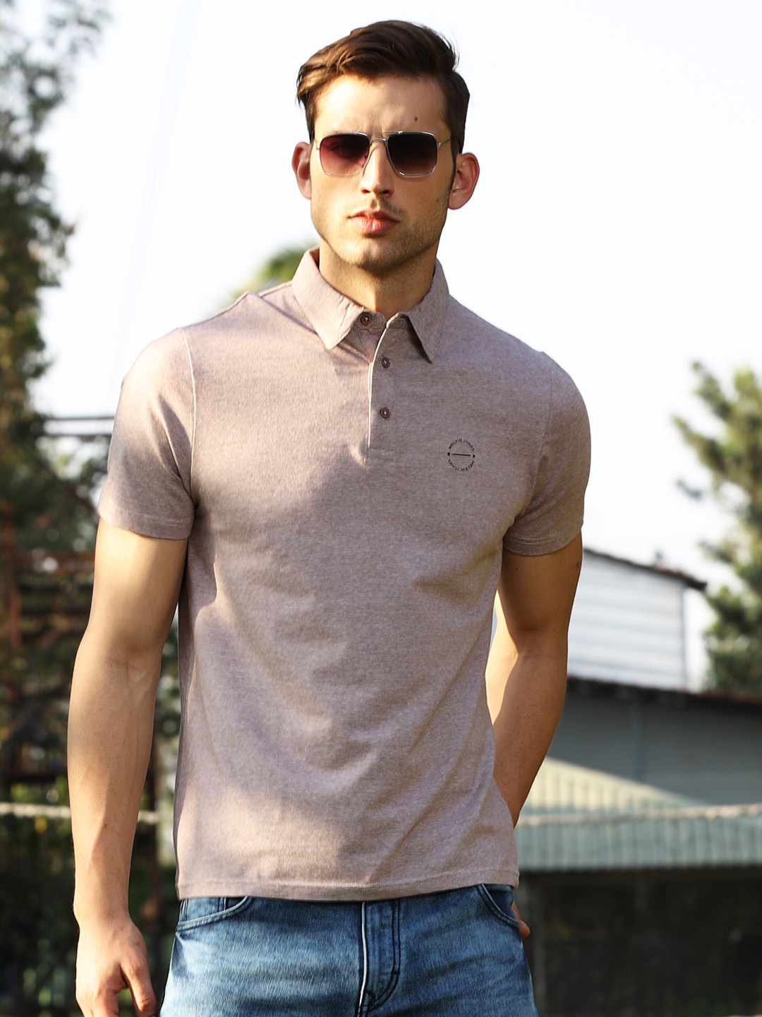 

Melvin Jones Polo Collar Pure Cotton Casual T-Shirt, Brown