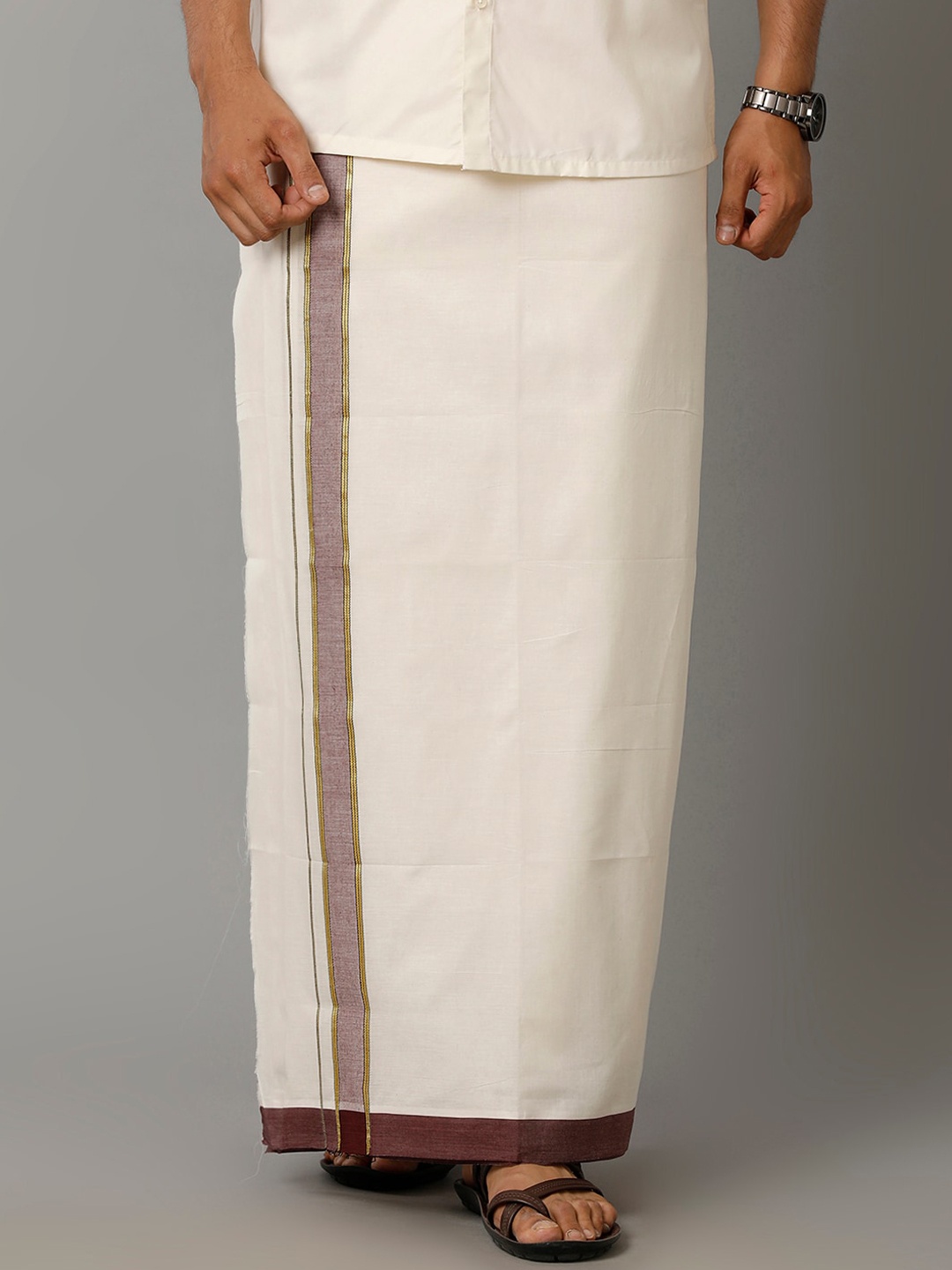 

Ramraj Men Pure Kora Cotton Dhoti, Cream