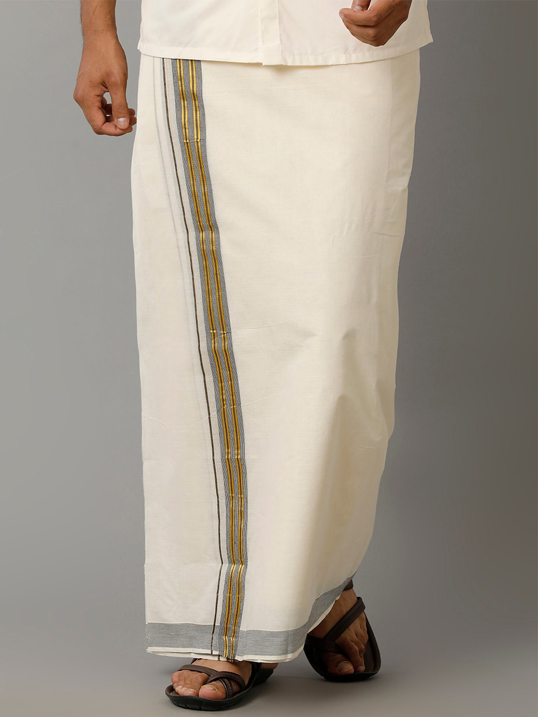 

Ramraj Men Pure Kora Cotton Dhoti, Cream