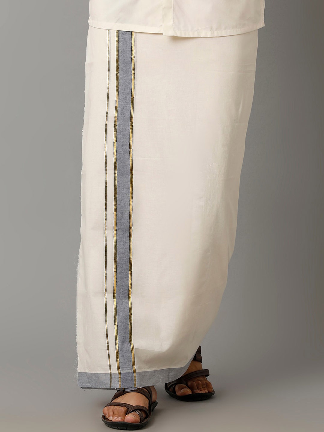 

Ramraj Men Pure Kora Cotton Double Dhoti, Cream
