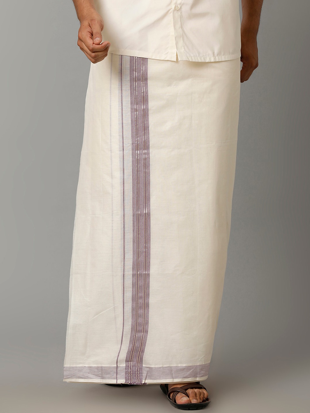 

Ramraj Men Pure Kora Cotton Dhoti, Cream