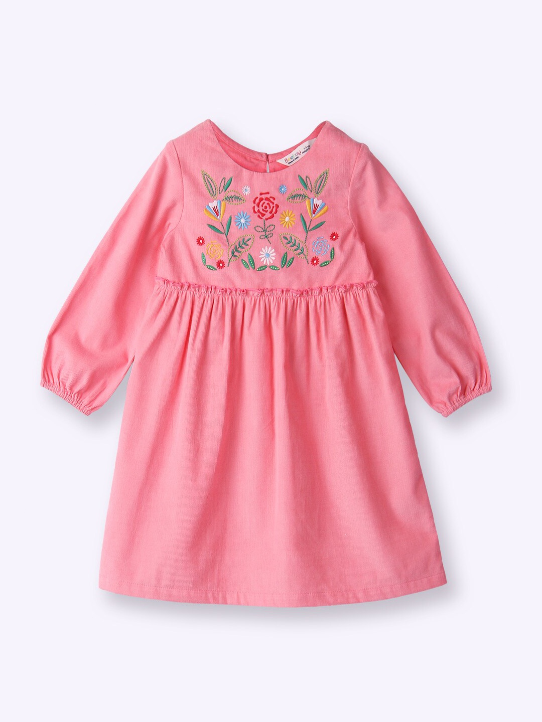 

Beebay Girls Floral Embroidered Cotton Corduroy Dress, Pink