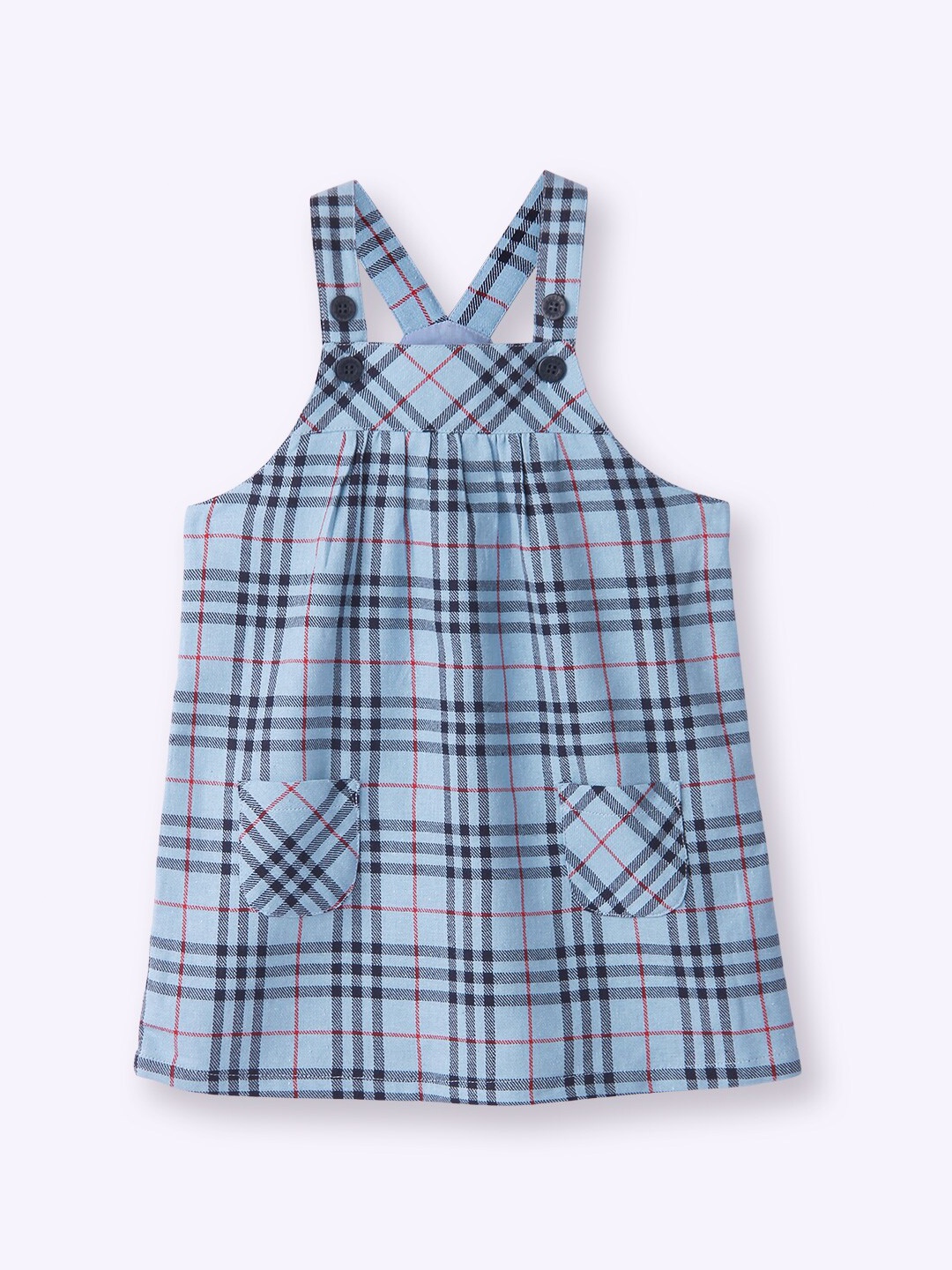 

Beebay Girls Checked Cotton Pinafore Dress, Blue