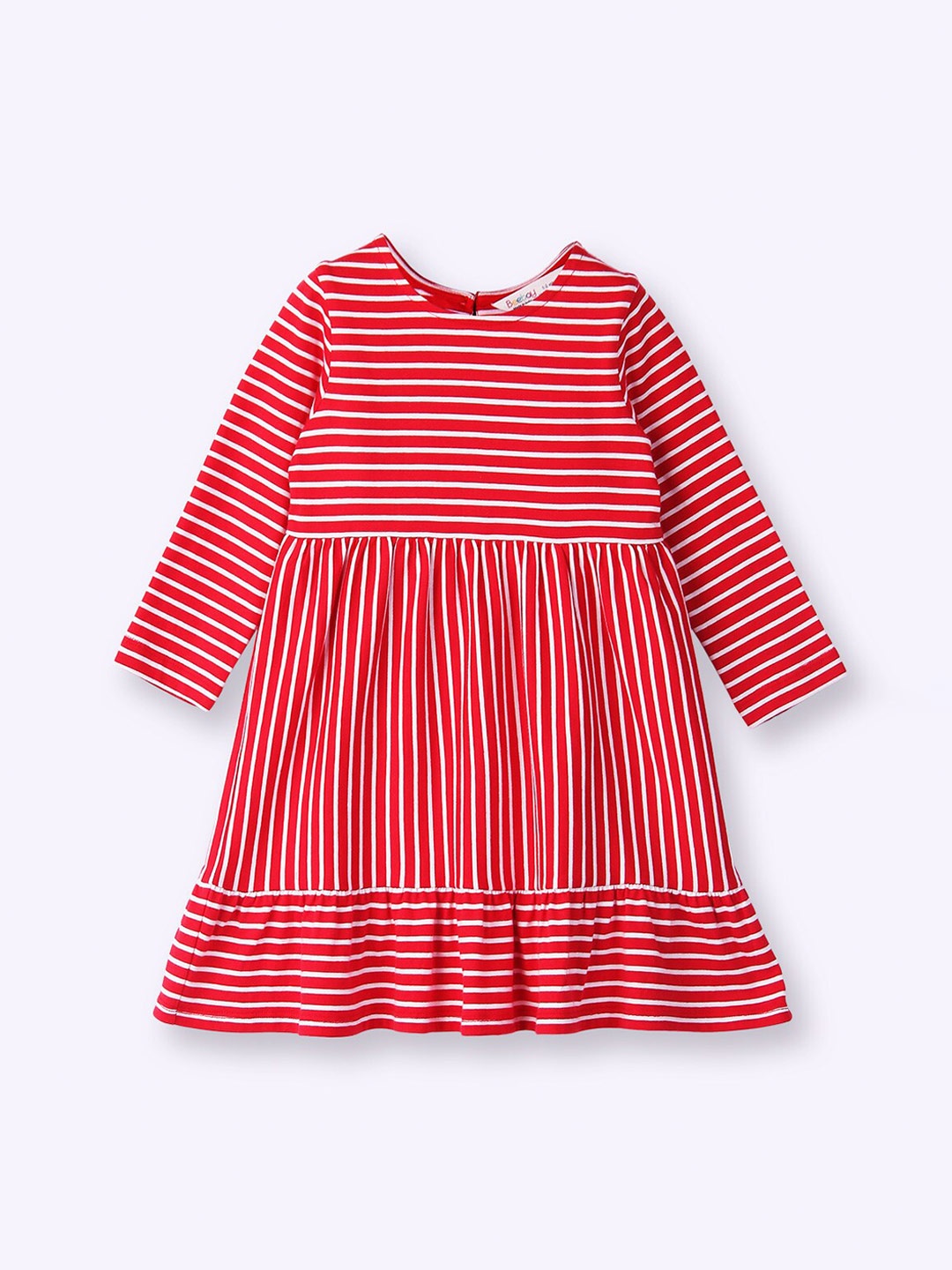 

Beebay Girls Striped A-Line Cotton Dress, Red