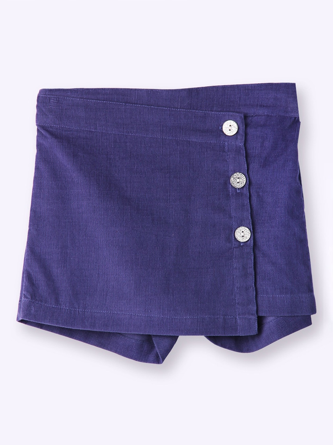 

Beebay Girls Corduroy Wrap Skorts with Button Details, Navy blue