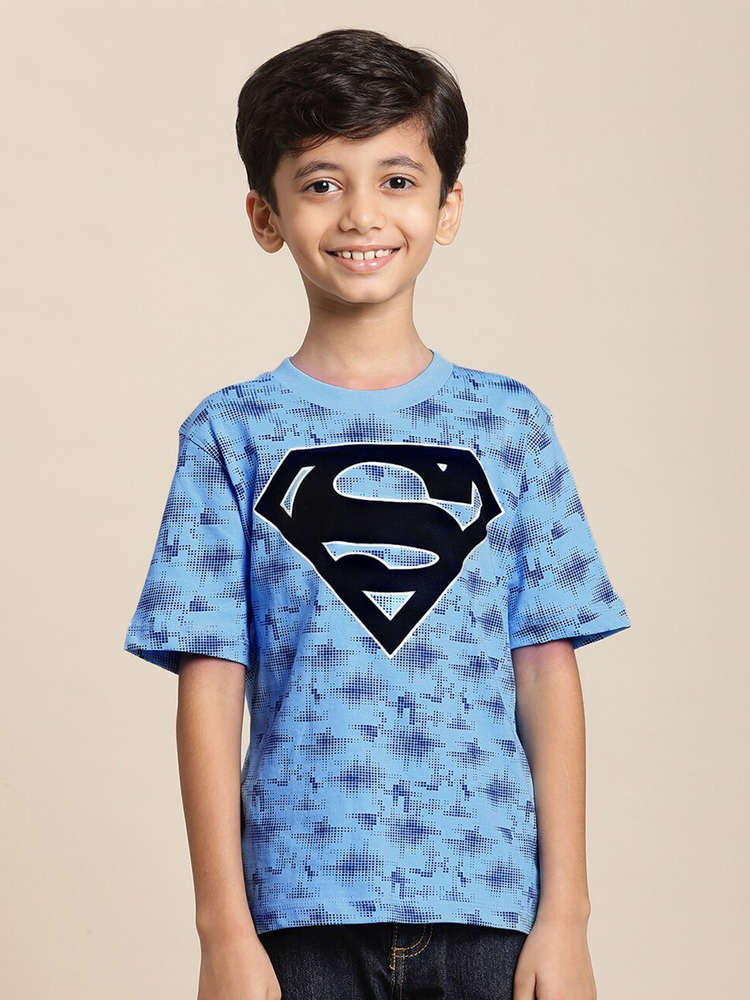 

Kids Ville Boys Superman Printed Pure Cotton Tshirt, Blue