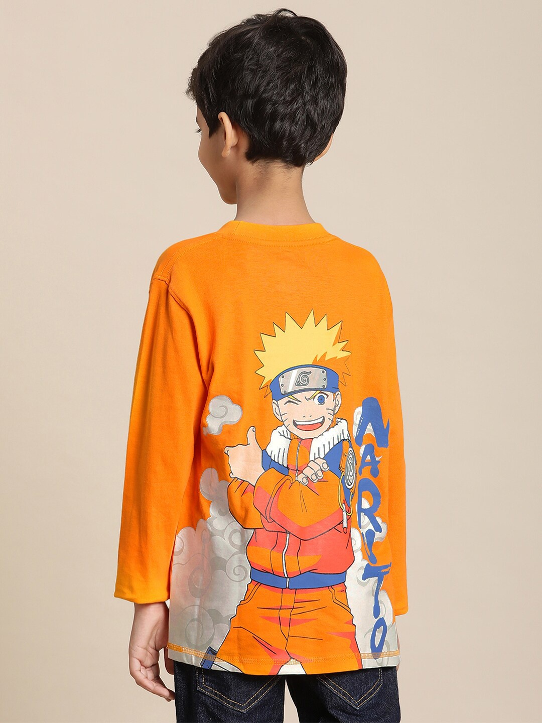 

Kids Ville Boys Graphic Printed Naruto Pure Cotton T-shirt, Orange