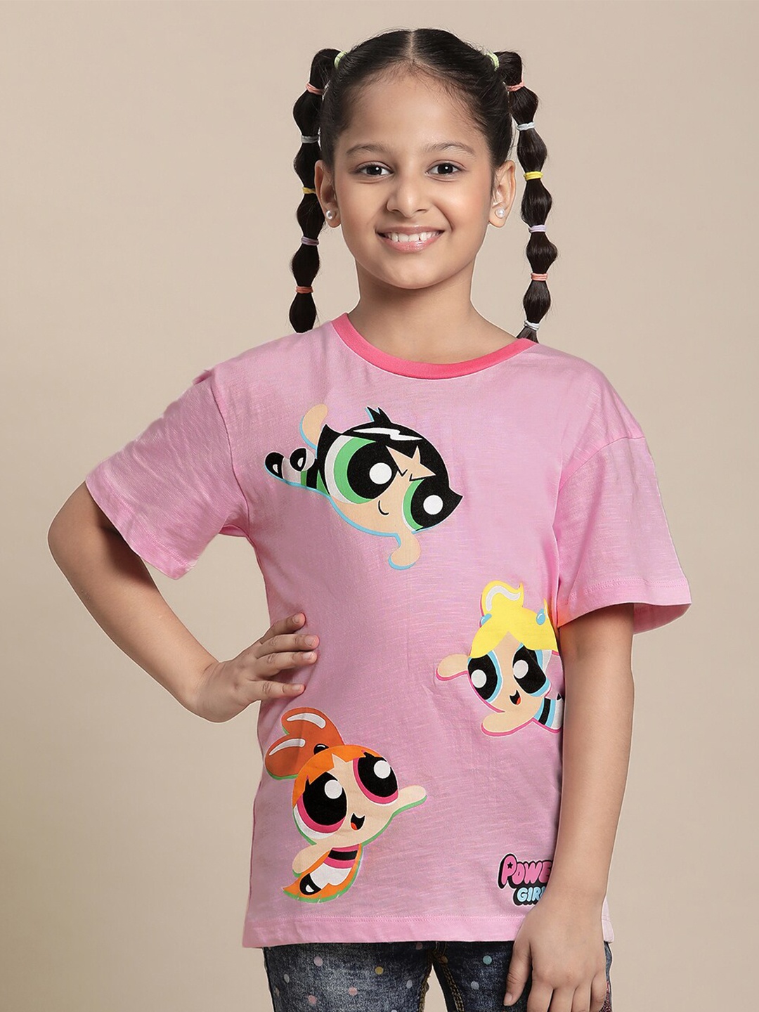 

Kids Ville Girls Powerpuff Girls Printed Cotton Tshirt, Pink