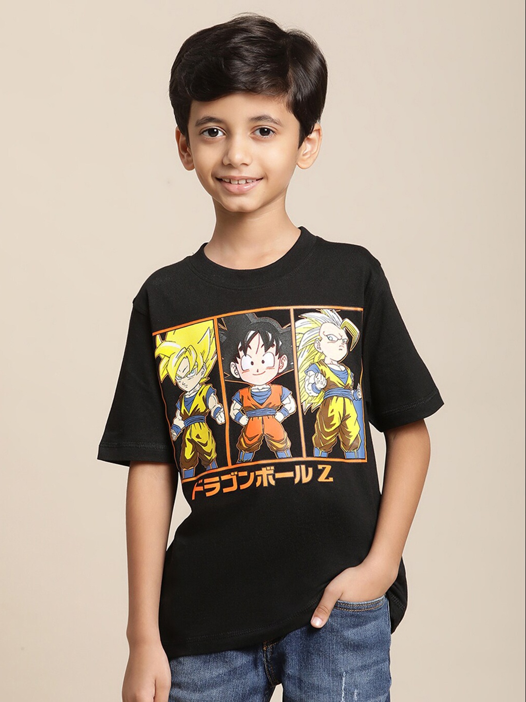 

Kids Ville Boys Dragon Ball Z Printed Cotton Tshirt, Black