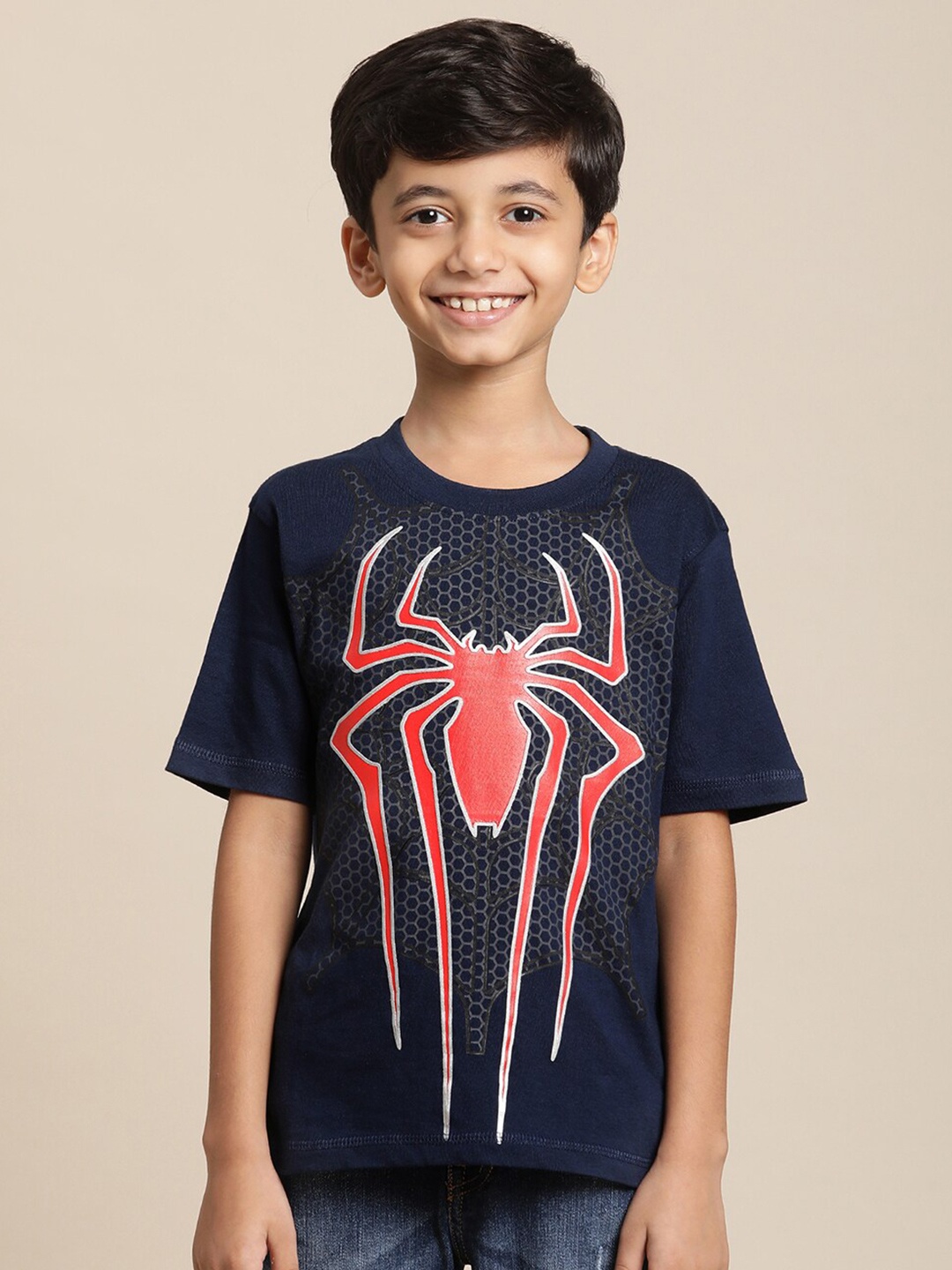 

Kids Ville Boys Spiderman Printed Pure Cotton Tshirt, Navy blue