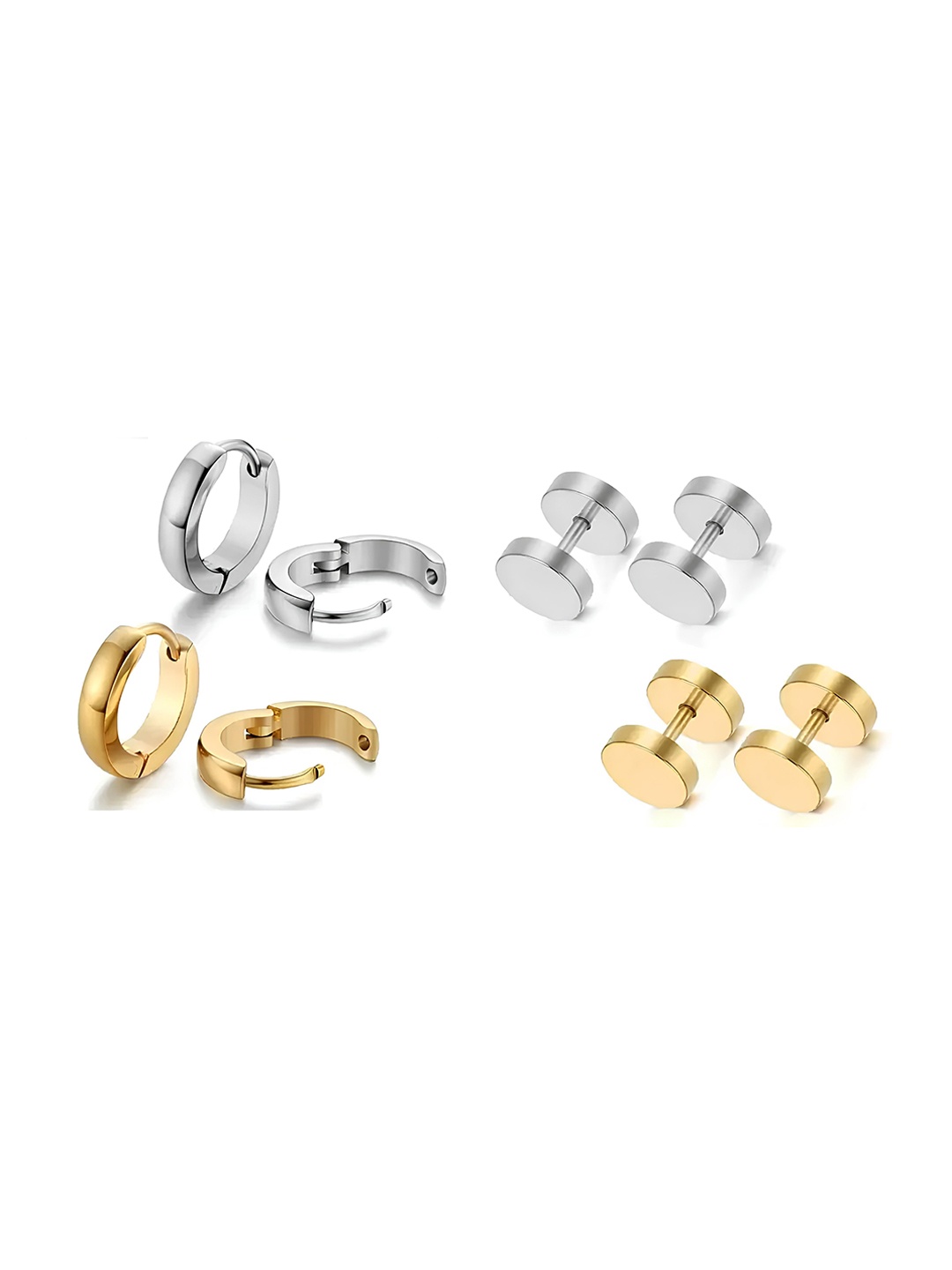 

KARISHMA KREATIONS Unisex Set Of 4 Contemporary Hoop Earrings, Gold