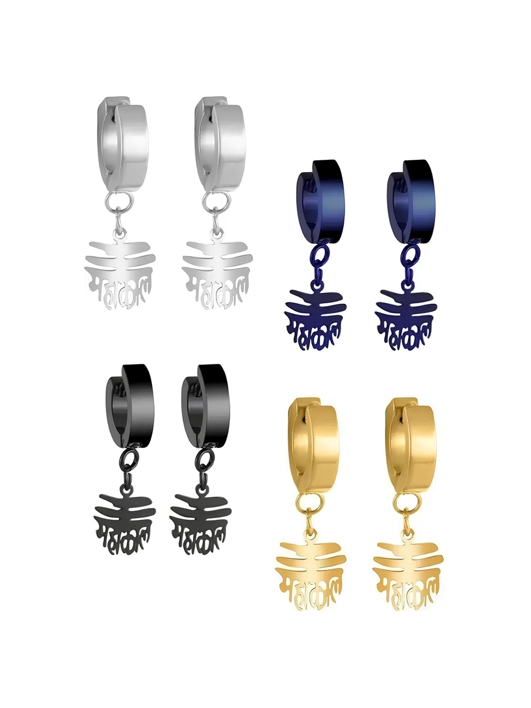 

KARISHMA KREATIONS Set Of 4 Contemporary Drop Earrings, Gold