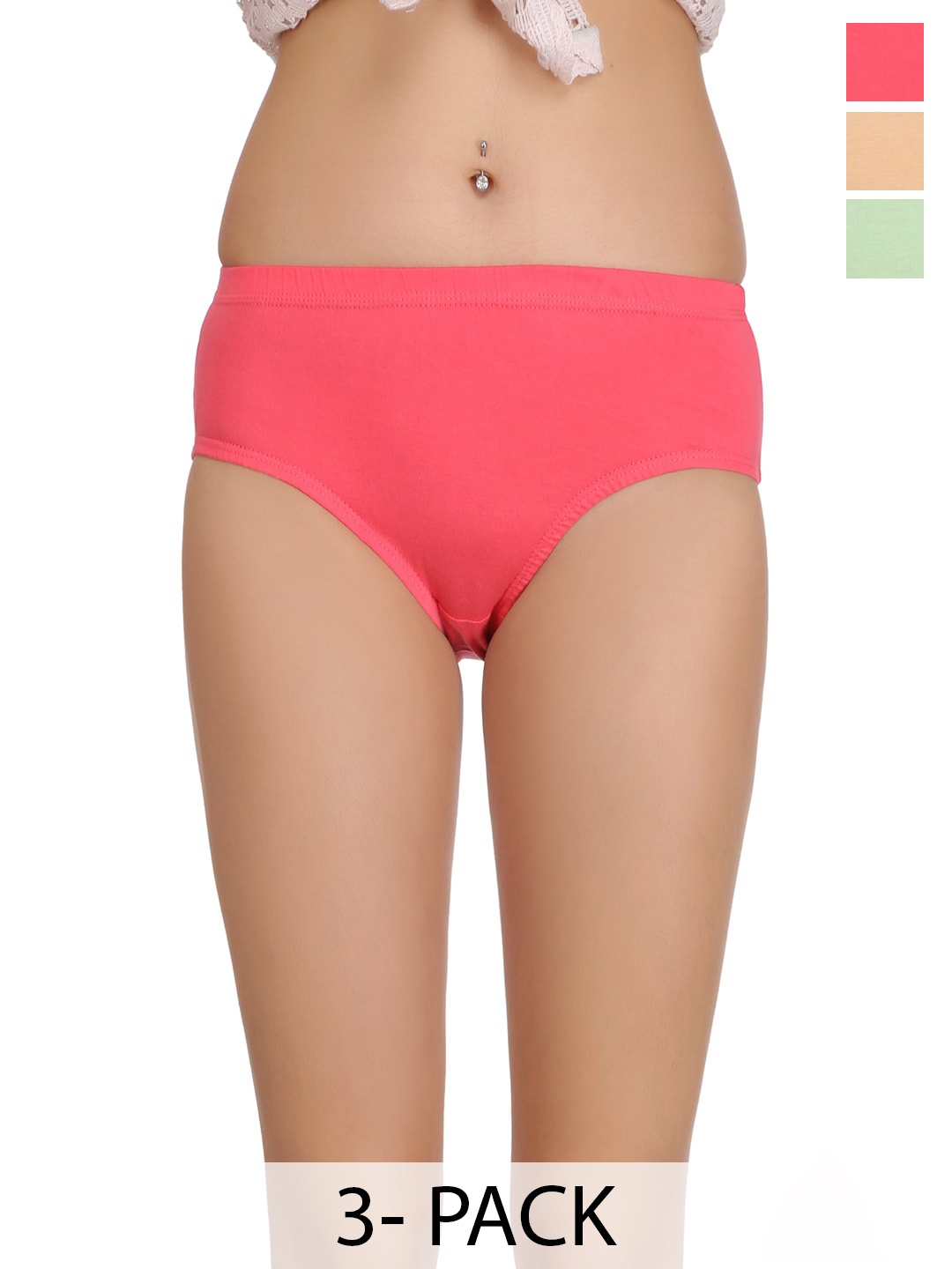 

Eve's Beauty Pack Of 3 Assorted Pure Cotton Hipster Briefs