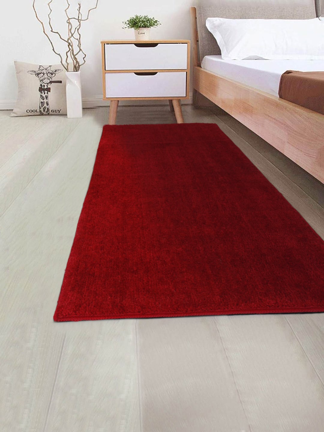 

DREAM WEAVERZ Red Solid Bed Side Hand Tufted Runner