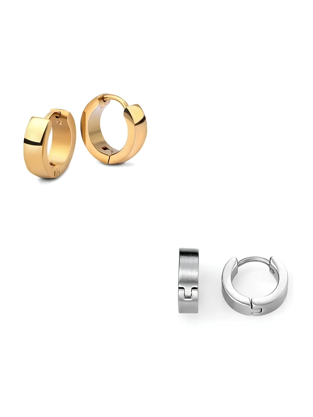 

KARISHMA KREATIONS Men Set Of 2 Contemporary Hoop Earrings, Gold