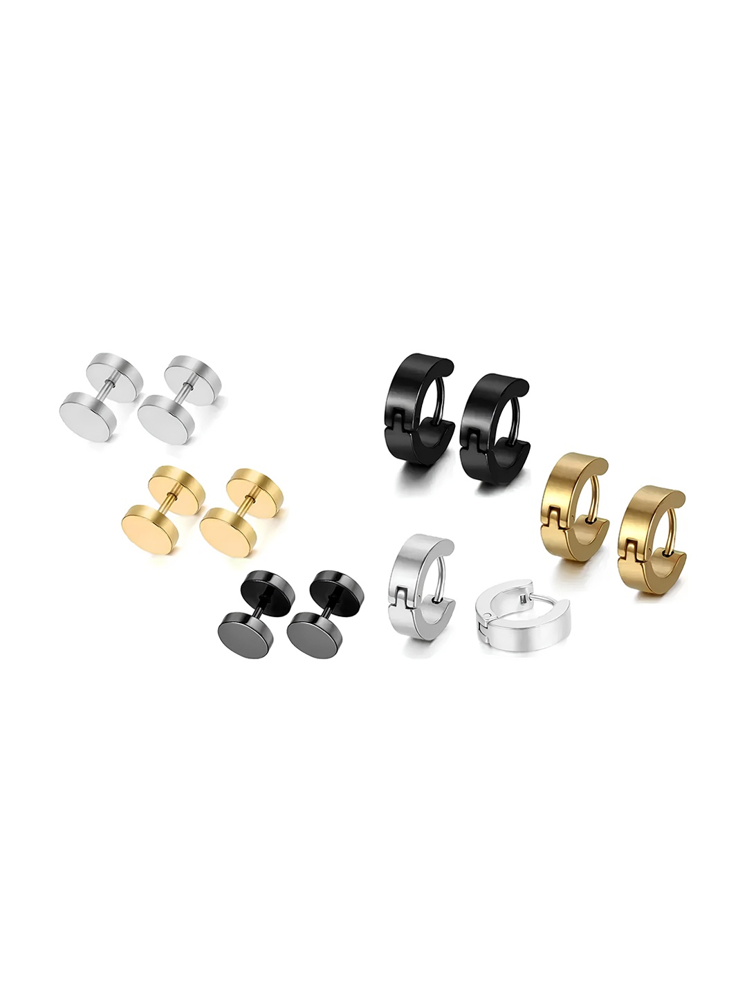 

KARISHMA KREATIONS Men Set of 6 Stainless Steel Earrings, Gold