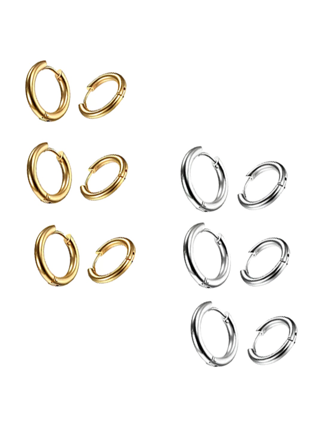 

KARISHMA KREATIONS Men Set of 3 Stainless Steel Hoop Earrings, Gold