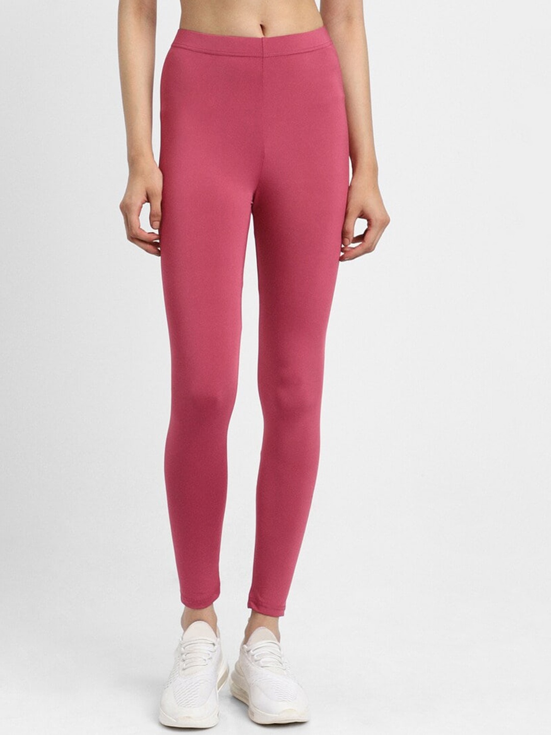 

FOREVER 21 Women Mid-Rise Ankle Length Tights, Pink