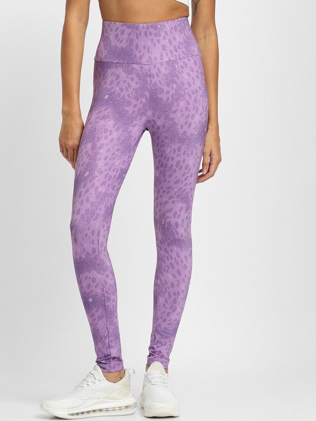 

FOREVER 21 Women Printed Ankle Length Tights, Purple