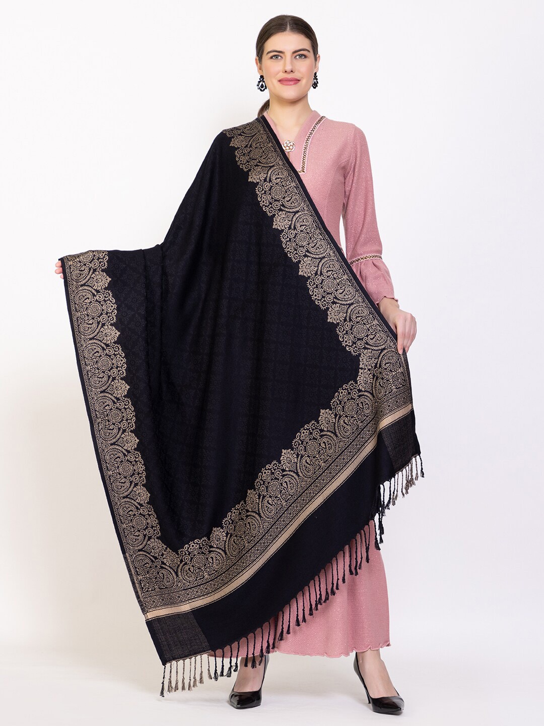 

VH Ethnic Motifs Woven Design Shawl, Black