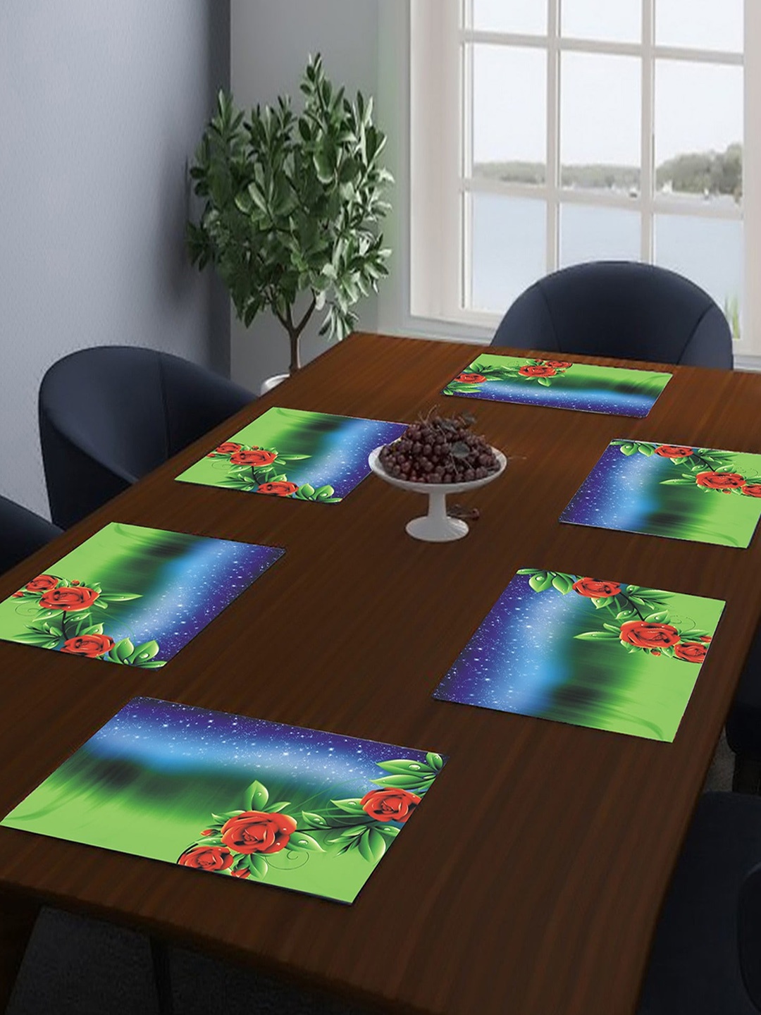 

Dakshya Industries Green & Blue 6-Pieces Printed Table Placemats