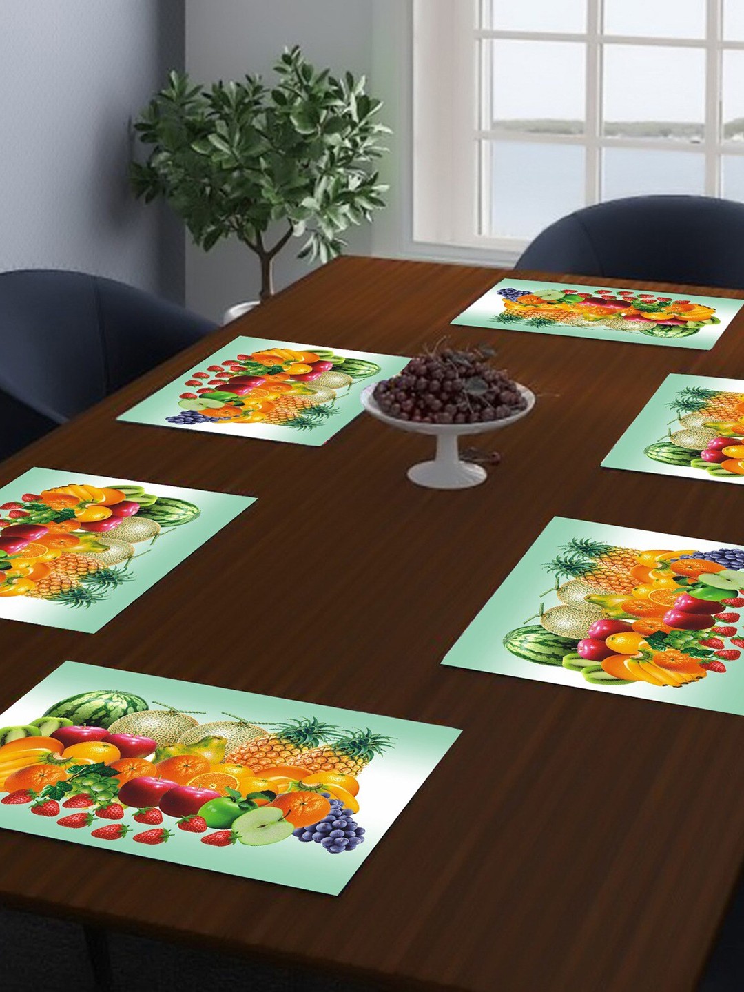 

Dakshya Industries Green & Yellow 6 Pieces Printed Rectangular Table Placemats