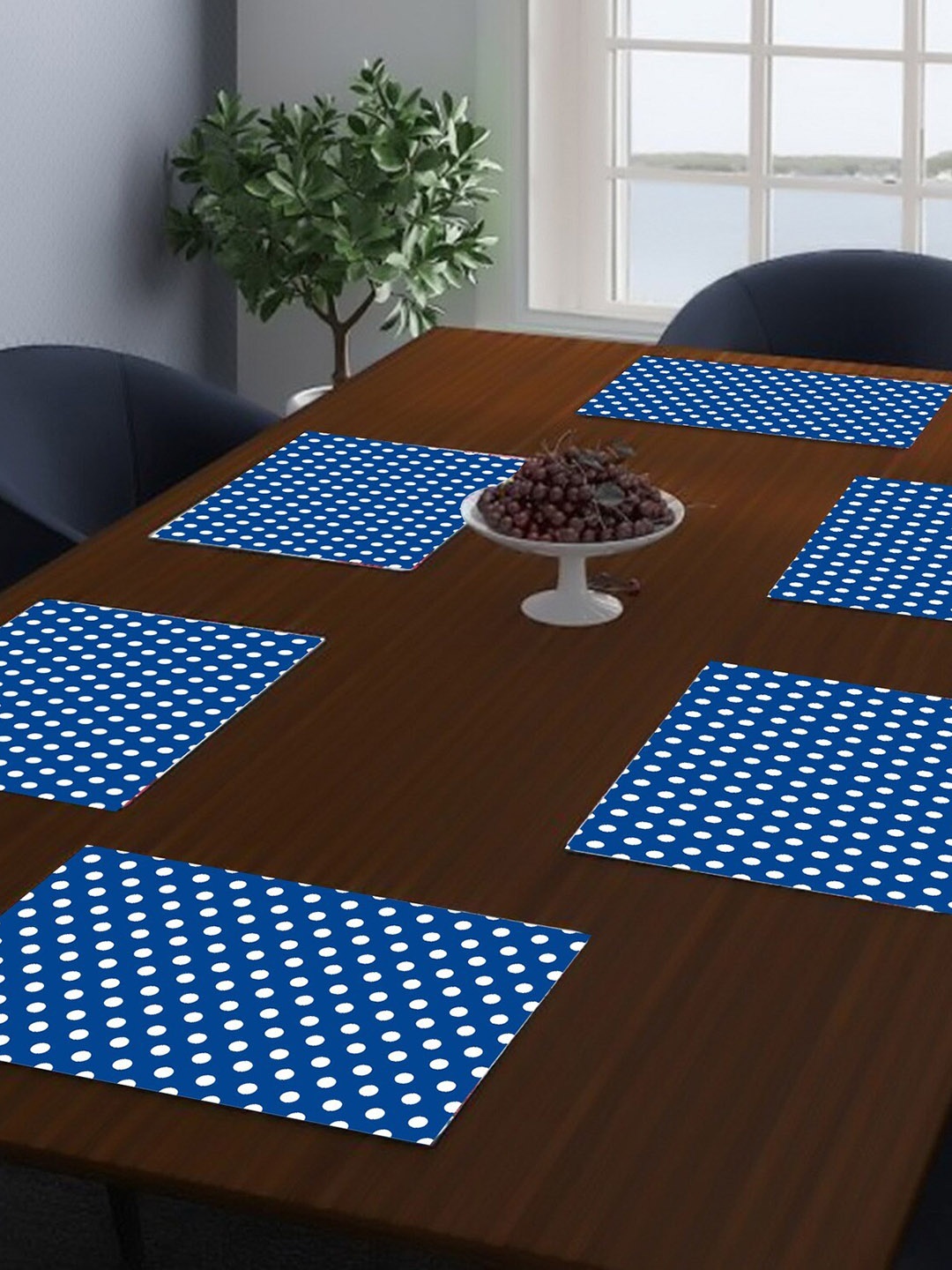 

Dakshya Industries Blue & White 6 Pieces Geometric Printed Rectangle Table Placemats