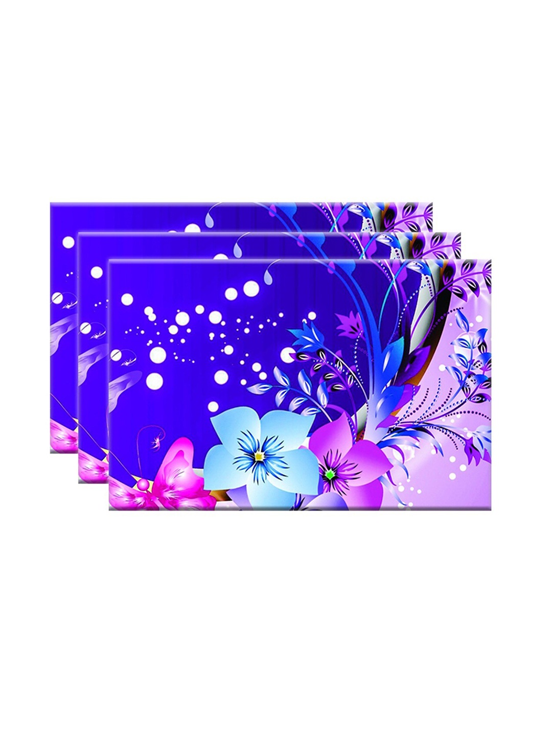 

Dakshya Industries Blue & Pink 6 Pieces Floral Printed Rectangular Table Placemats