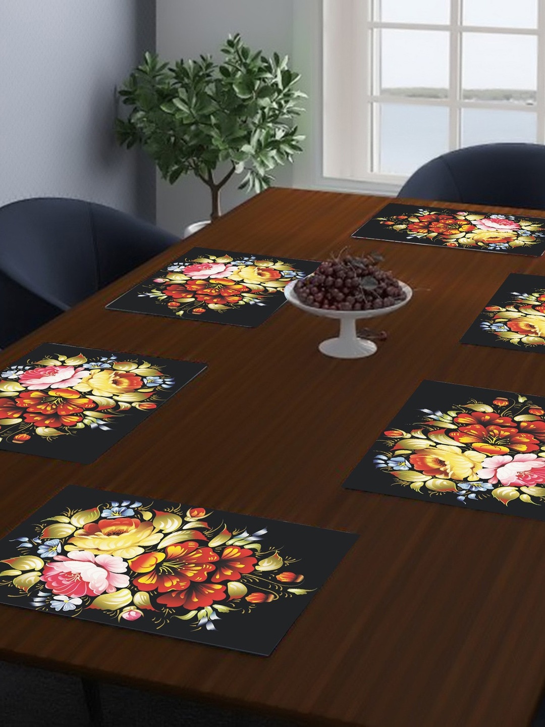 

Dakshya Industries Black, Orange & Yellow 6 Pieces Rectangular Table Placemats