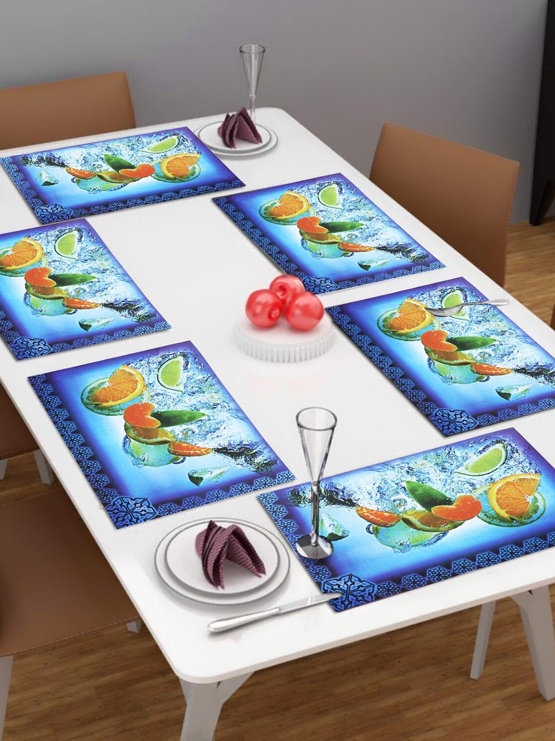 

Dakshya Industries Blue 6 Pieces Rectangular Table Placemats