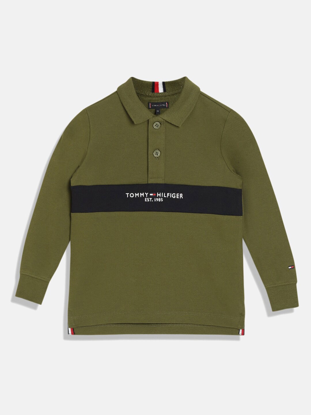 

Tommy Hilfiger Boys Striped Polo Collar T-Shirt, Green