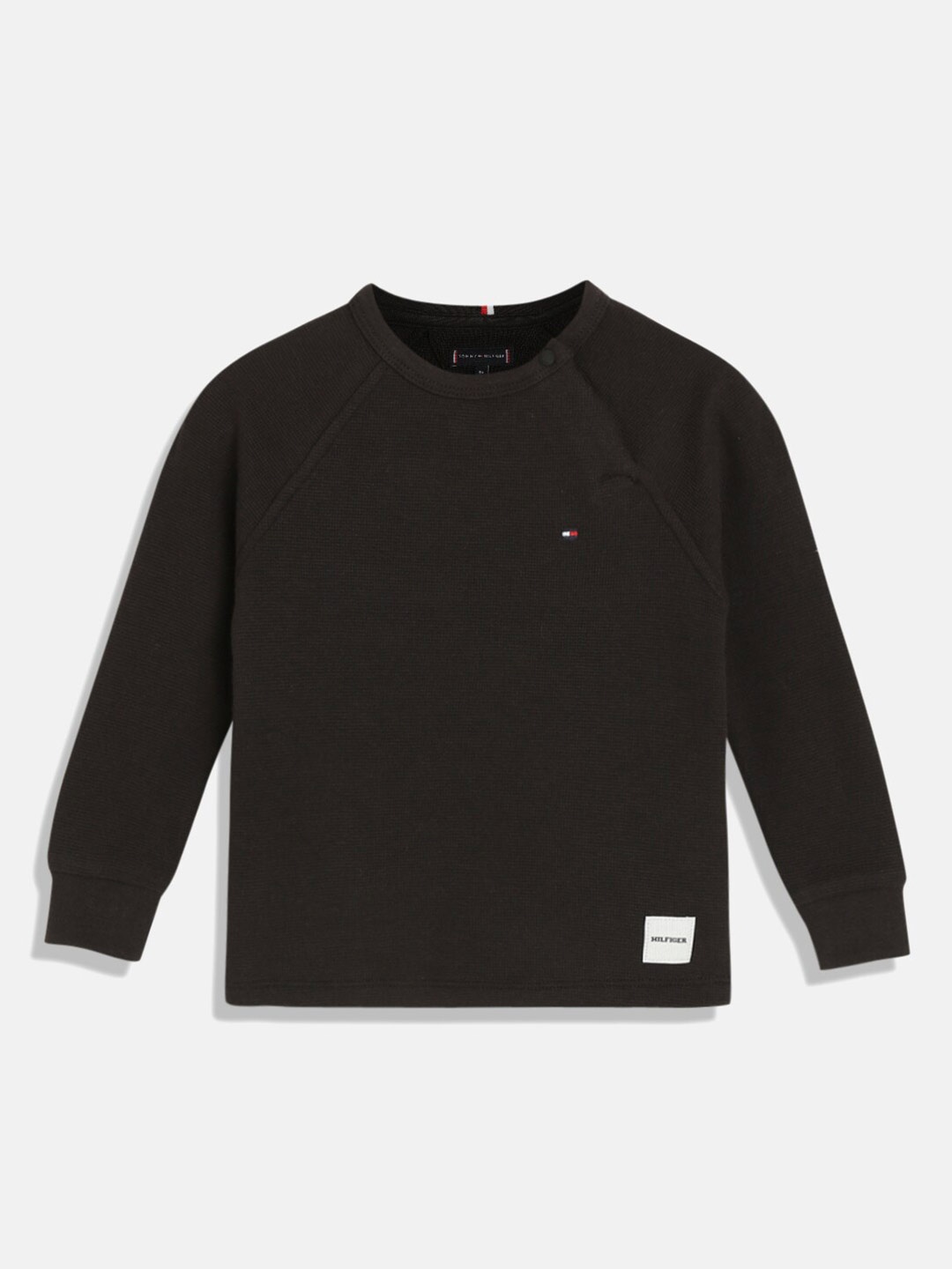 

Tommy Hilfiger Boys Raglan Sleeves Pure Cotton T-Shirt, Black