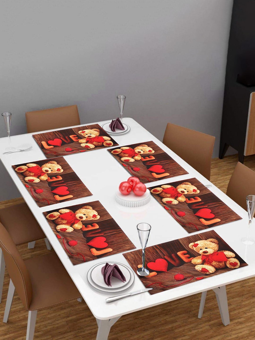 

Dakshya Industries Red & Brown 6 Pieces Printed Rectangular Table Placemats
