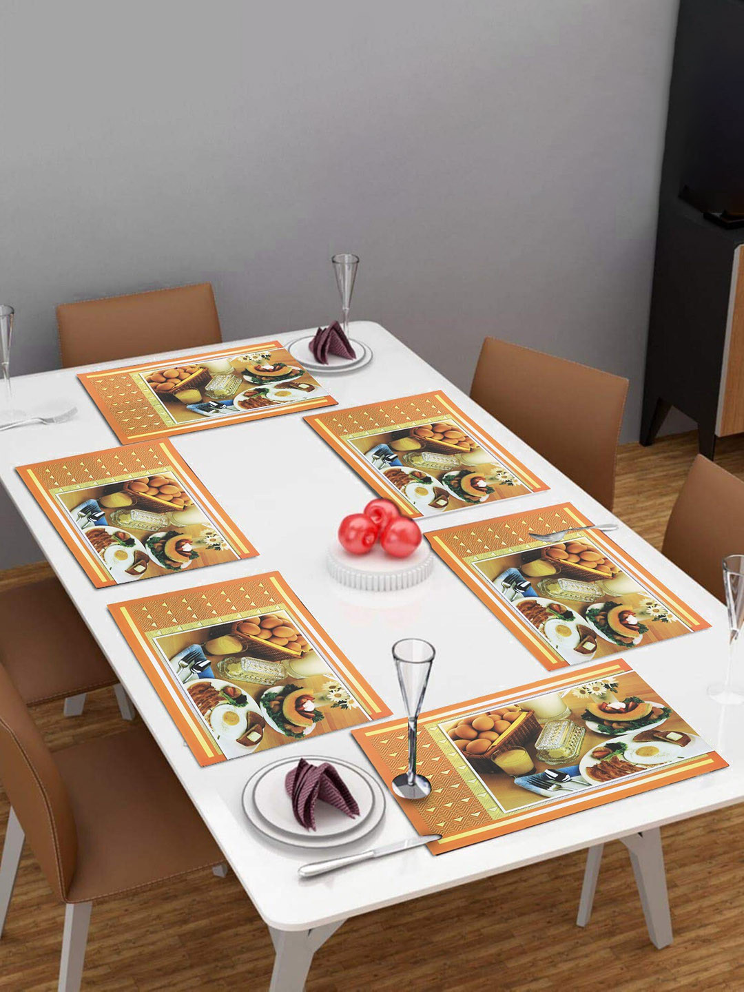 

Dakshya Industries Yellow & Orange 6 Pieces Printed Rectangular Table Placemats