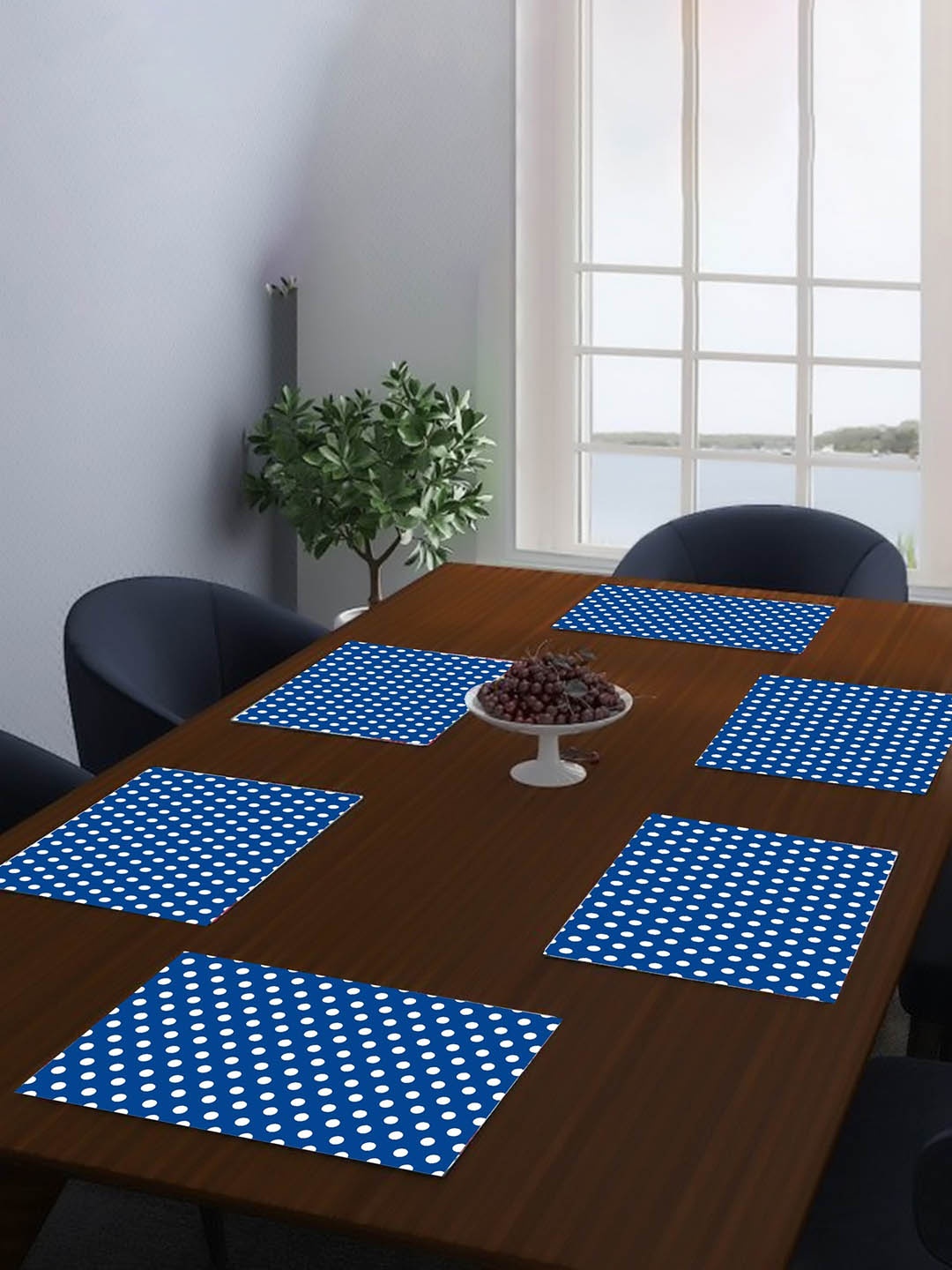 

Dakshya Industries Blue & White 6 Pieces Geometric Printed Rectangular Table Placemats