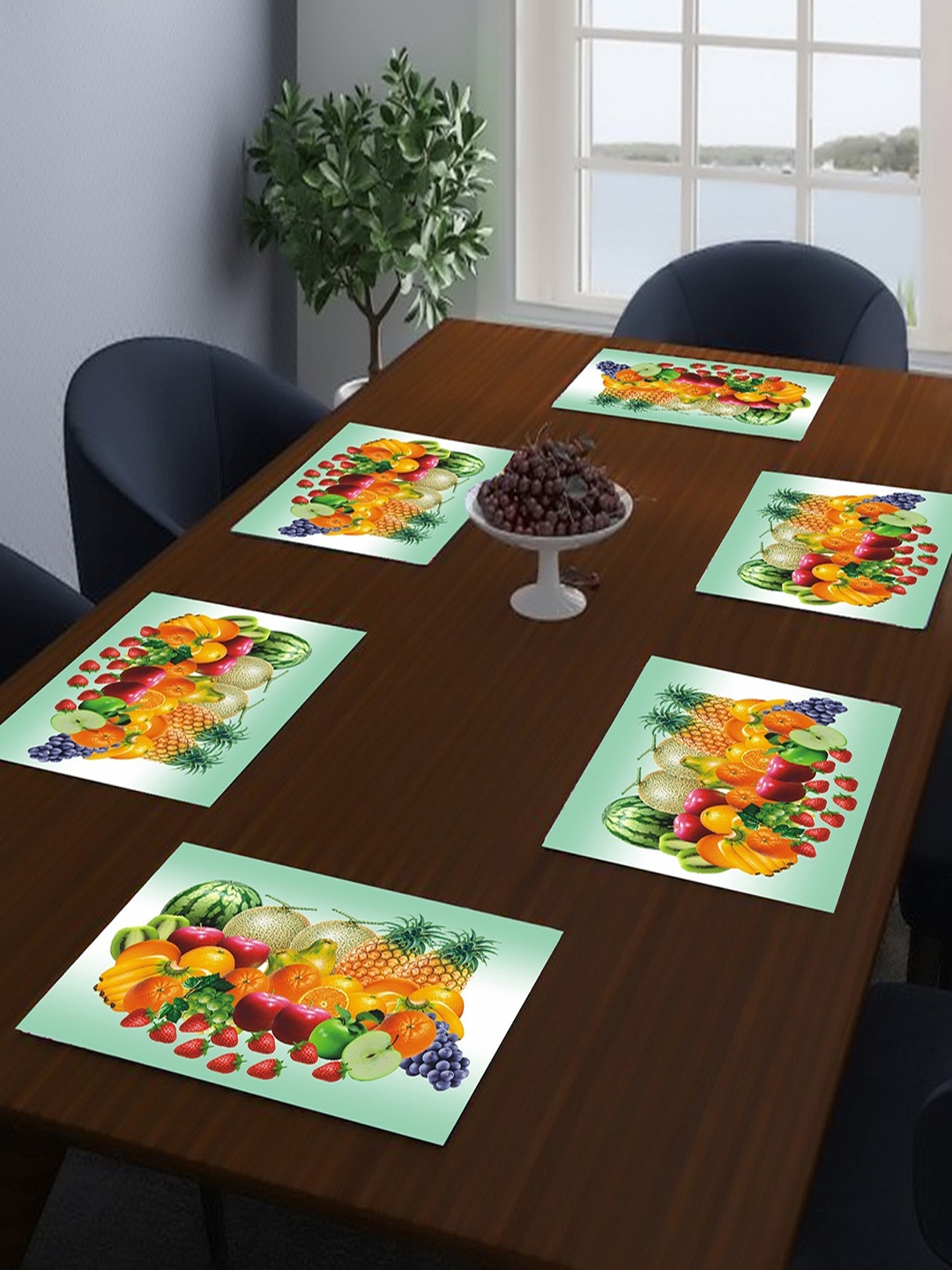 

Dakshya Industries Green & Orange 6 Pieces Printed Rectangle Table Placemats