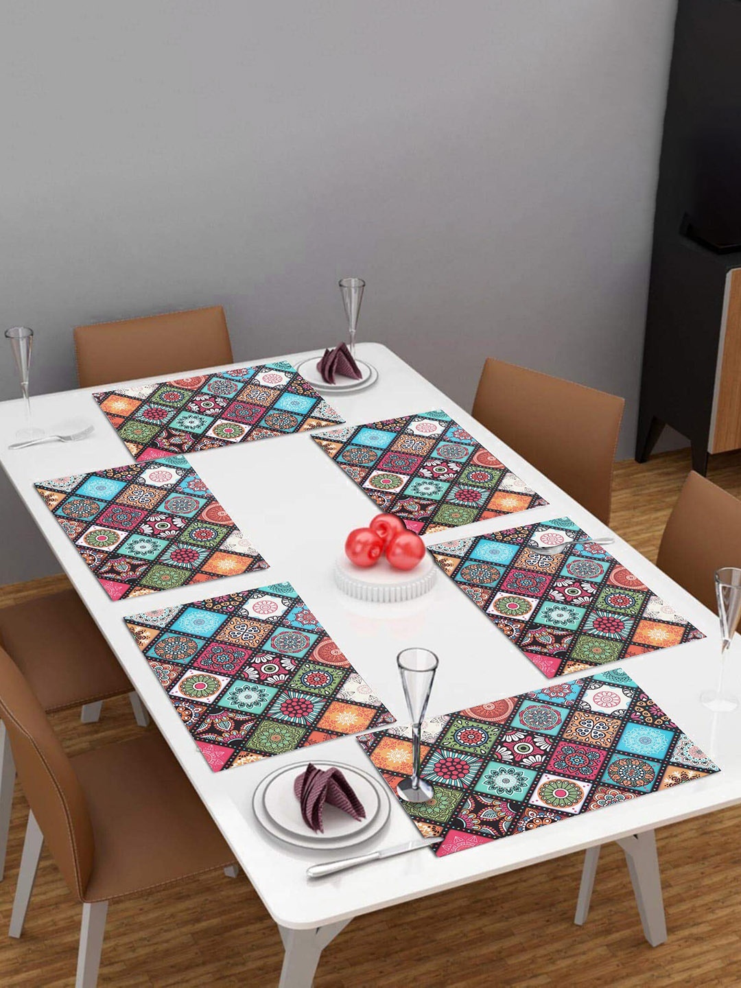 

Dakshya Industries Pink & Grey 6 Pieces Printed Rectangle Table Placemats