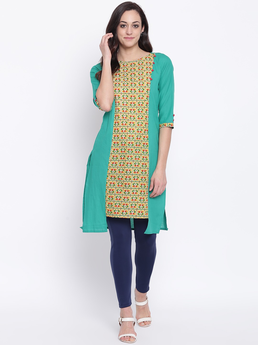 

Karigari Women Green Printed Straight Kurta