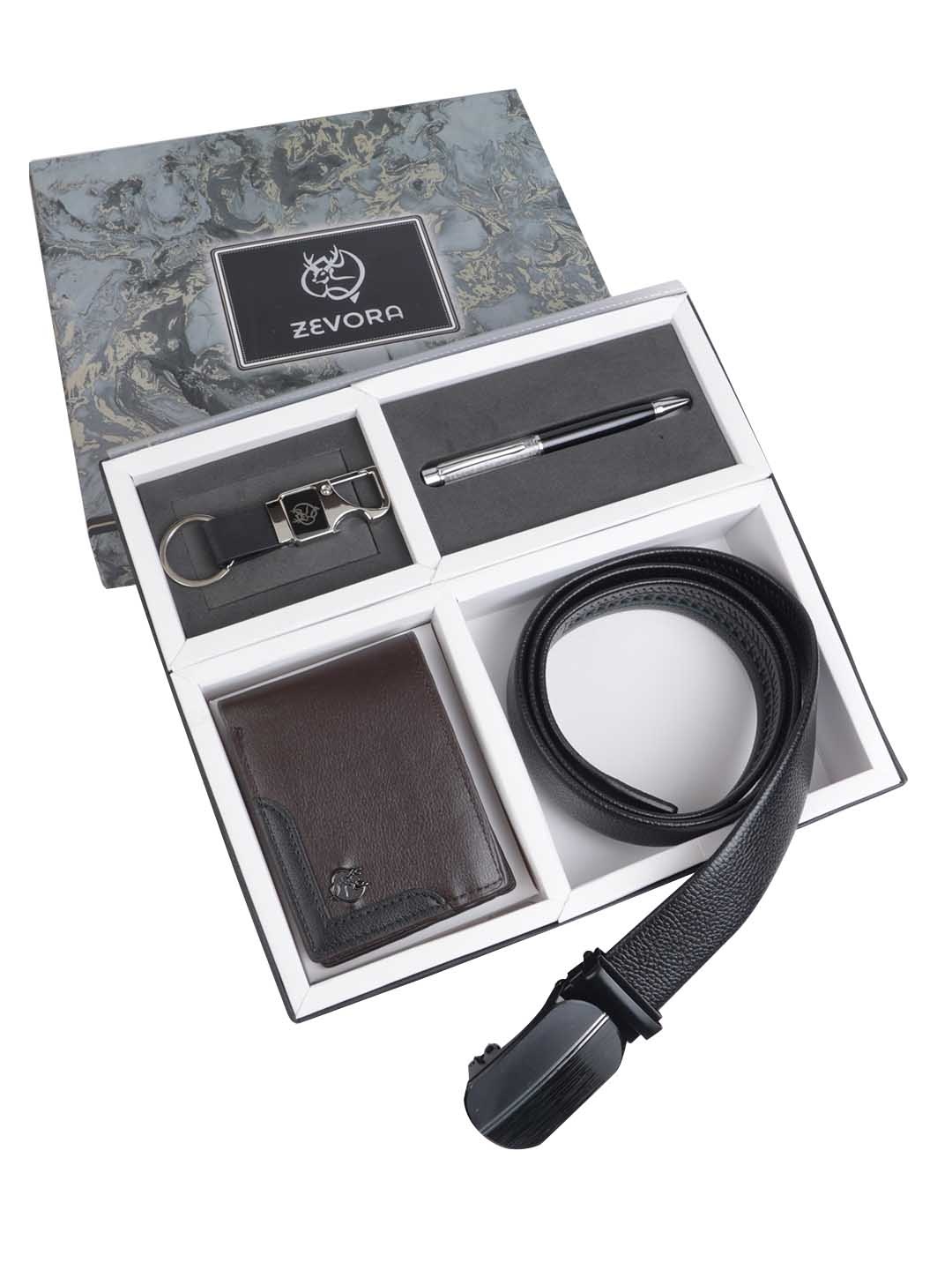 

ZEVORA Men Leather Accessory Gift Set, Black