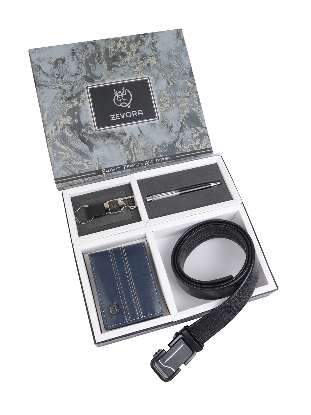 

ZEVORA Men Leather Accessory Gift Set, Black