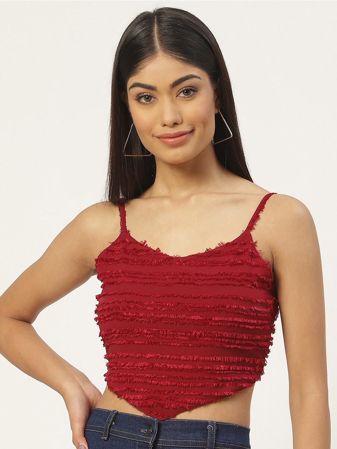 

Stylecast X KPOP Georgette Crop Top, Maroon