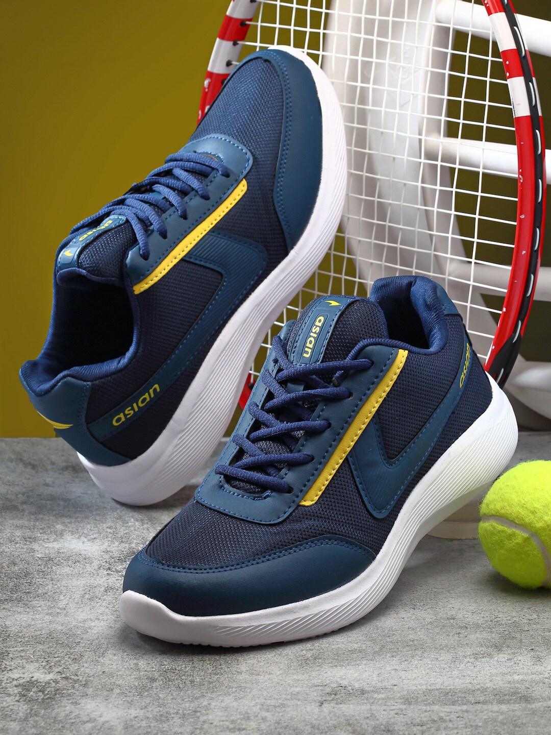 

ASIAN Men Mesh Running Sports Shoes, Navy blue