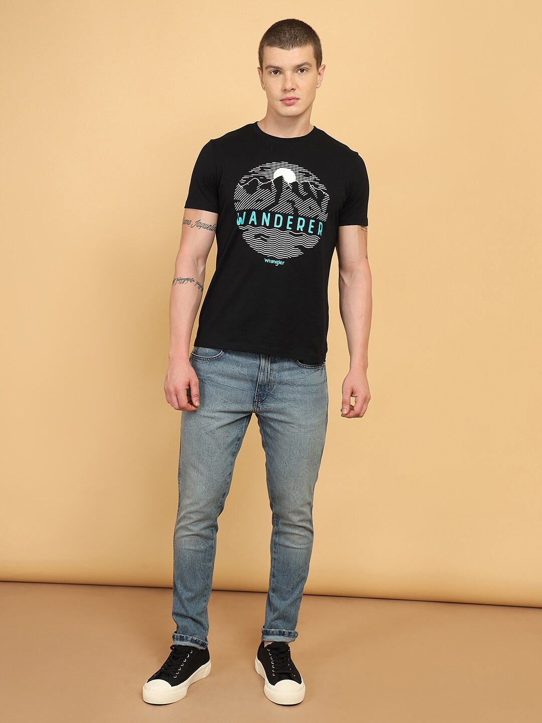

Wrangler Graphic Printed Cotton T-shirt, Black