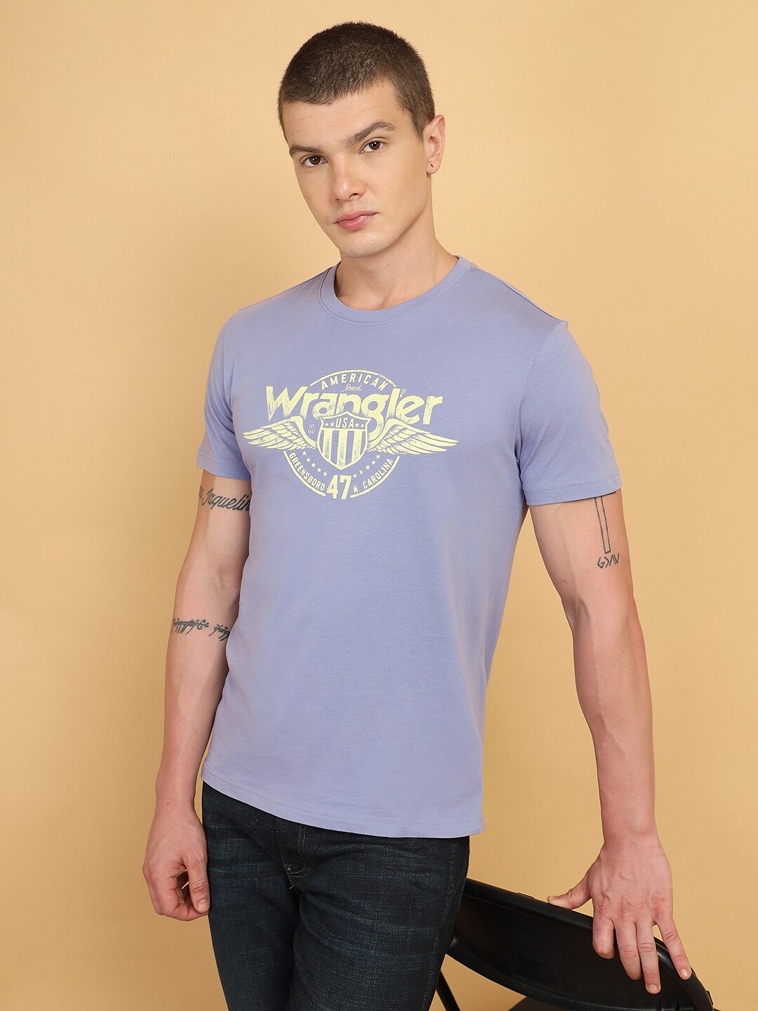 

Wrangler Graphic Printed Cotton T-shirt, Blue