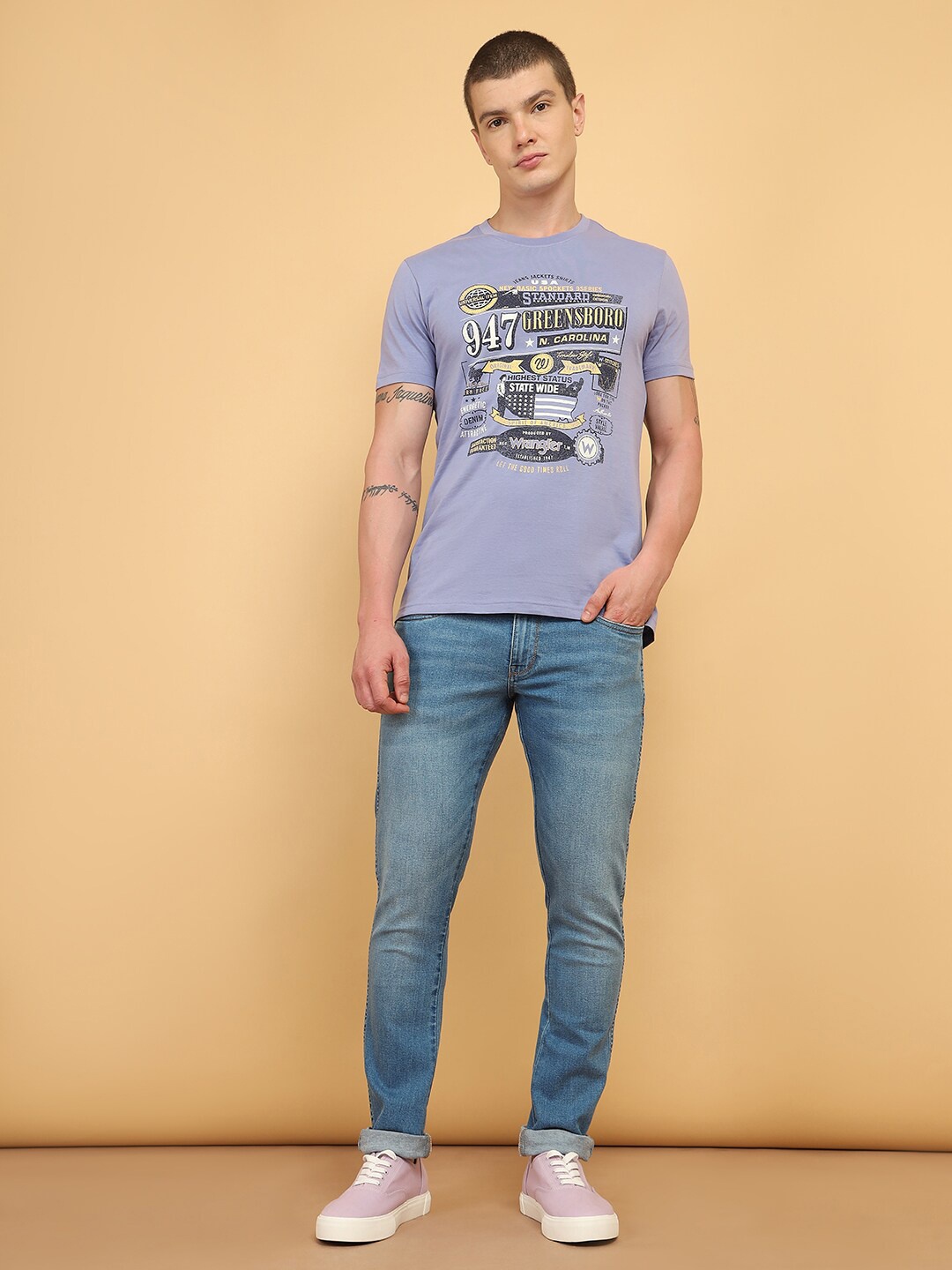 

Wrangler Typography Printed Pure Cotton T-shirt, Purple