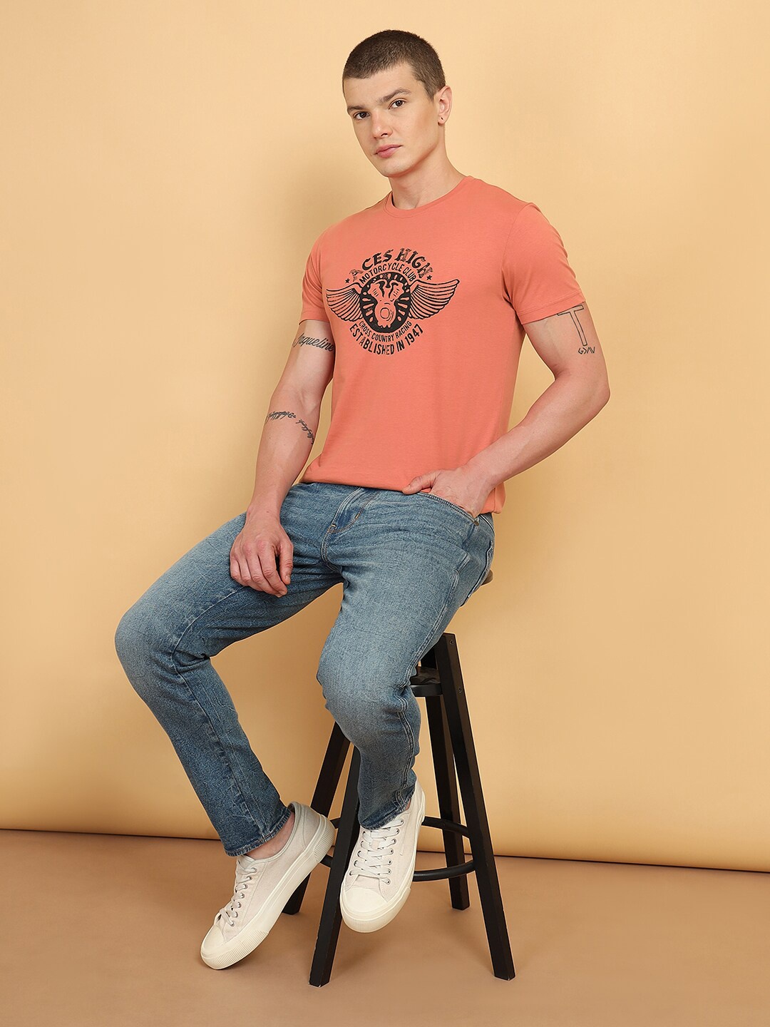 

Wrangler Graphic Printed Pure Cotton T-shirt, Brown
