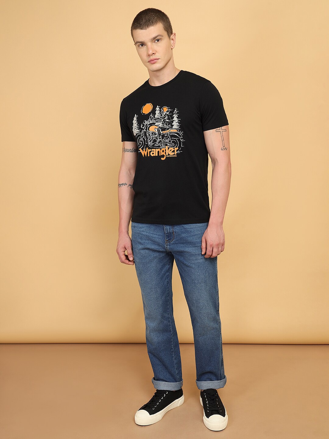 

Wrangler Graphic Printed Pure Cotton T-shirt, Black