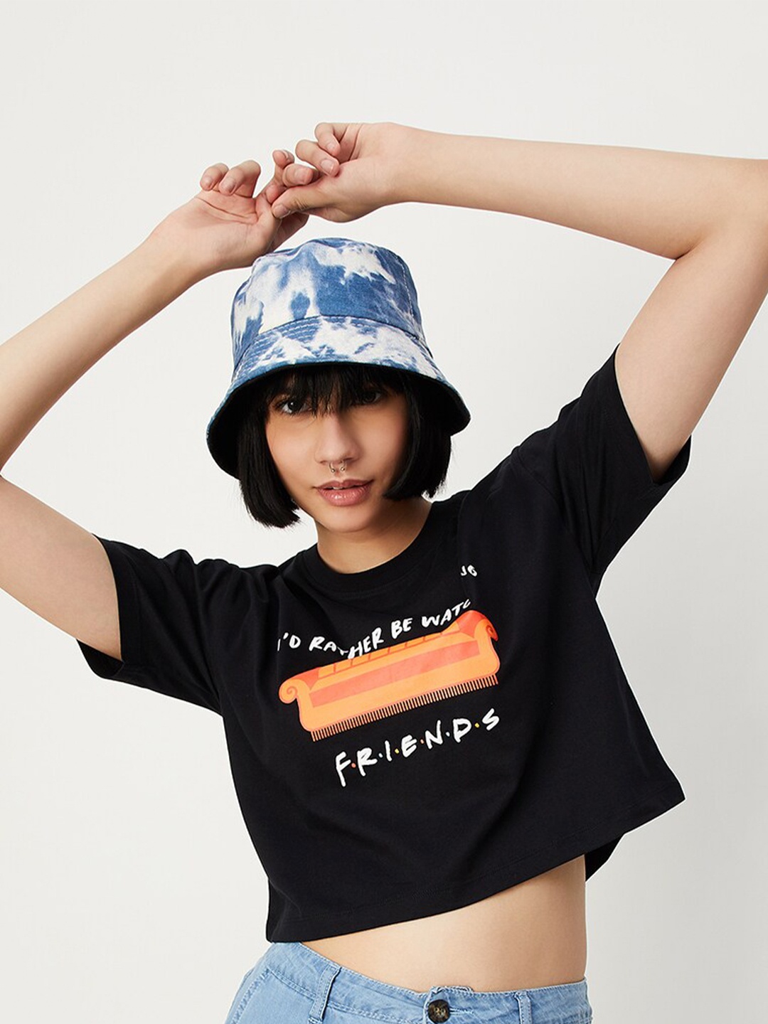 

max Typography Printed Pure Cotton T-shirt, Black