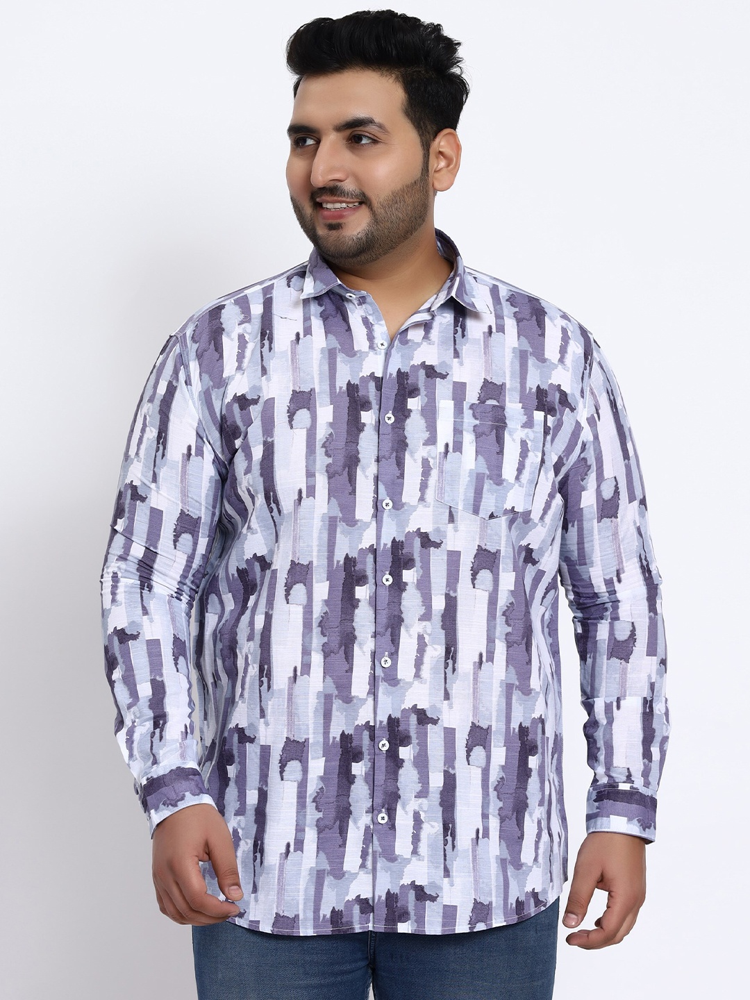 

Toodle Plus Comfort Abstract Printed Cotton Linen Casual Shirt, Purple